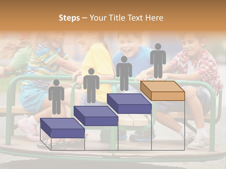 A Group Of Children Sitting On A Park Bench PowerPoint Template