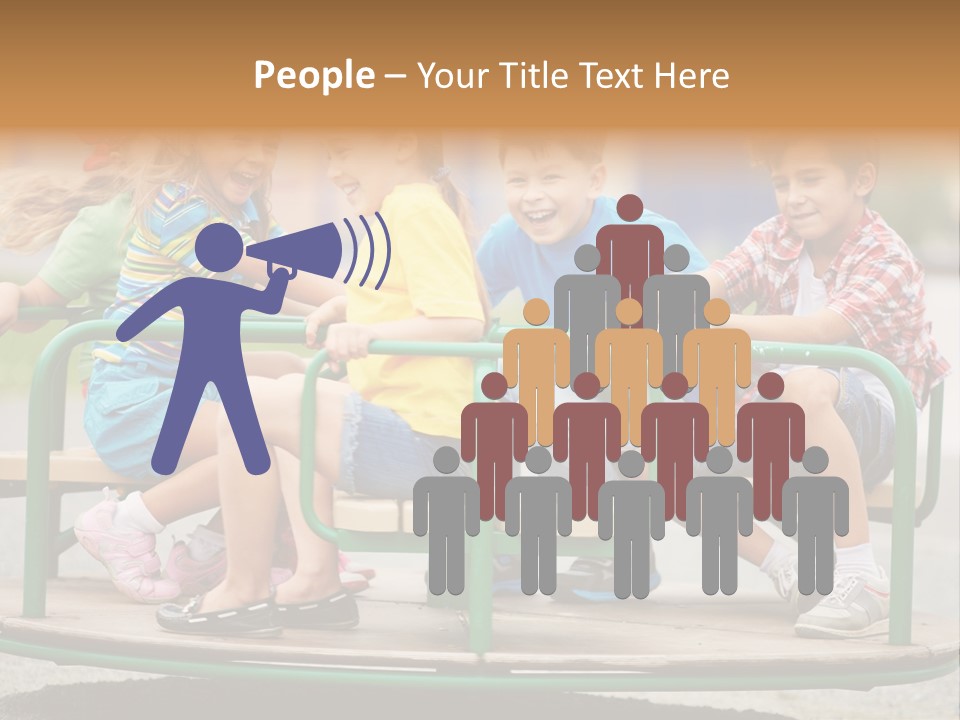 A Group Of Children Sitting On A Park Bench PowerPoint Template