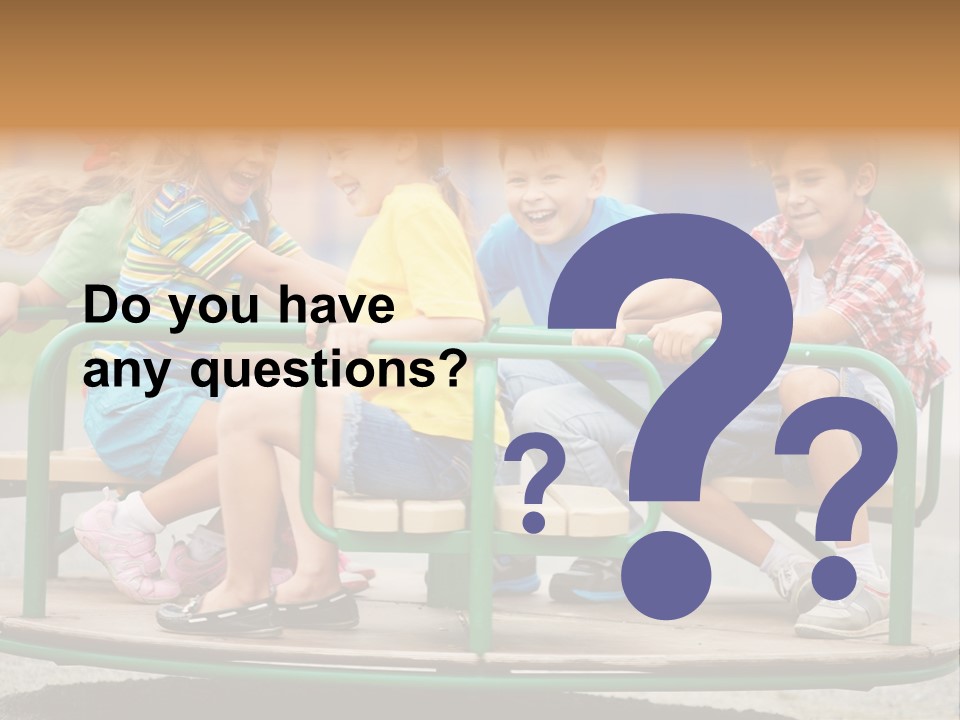 A Group Of Children Sitting On A Park Bench PowerPoint Template