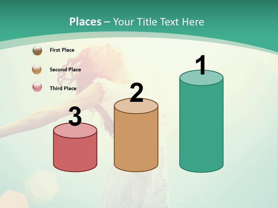 A Woman With Her Arms Outstretched In The Air PowerPoint Template