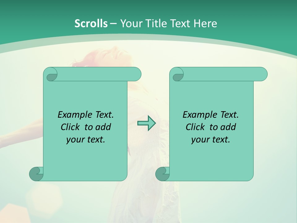 A Woman With Her Arms Outstretched In The Air PowerPoint Template