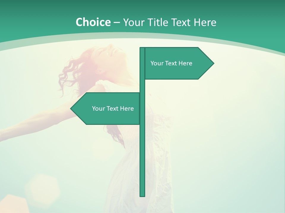 A Woman With Her Arms Outstretched In The Air PowerPoint Template