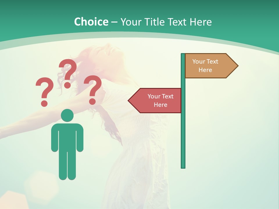 A Woman With Her Arms Outstretched In The Air PowerPoint Template