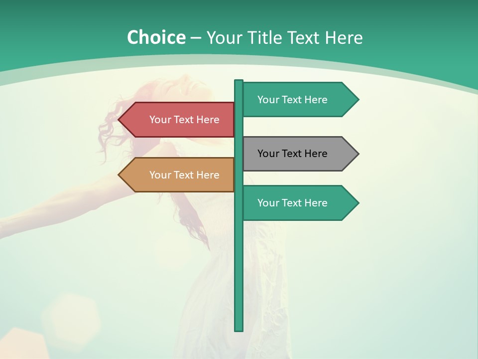 A Woman With Her Arms Outstretched In The Air PowerPoint Template