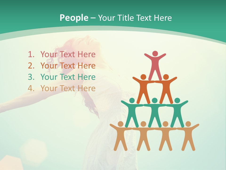 A Woman With Her Arms Outstretched In The Air PowerPoint Template