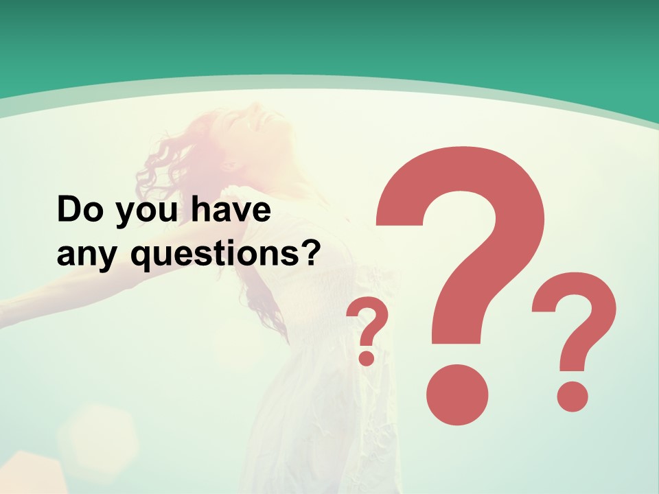 A Woman With Her Arms Outstretched In The Air PowerPoint Template