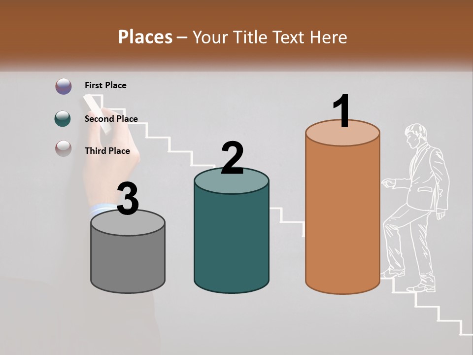 A Person Drawing A Stair With A Marker On A Chalkboard PowerPoint Template