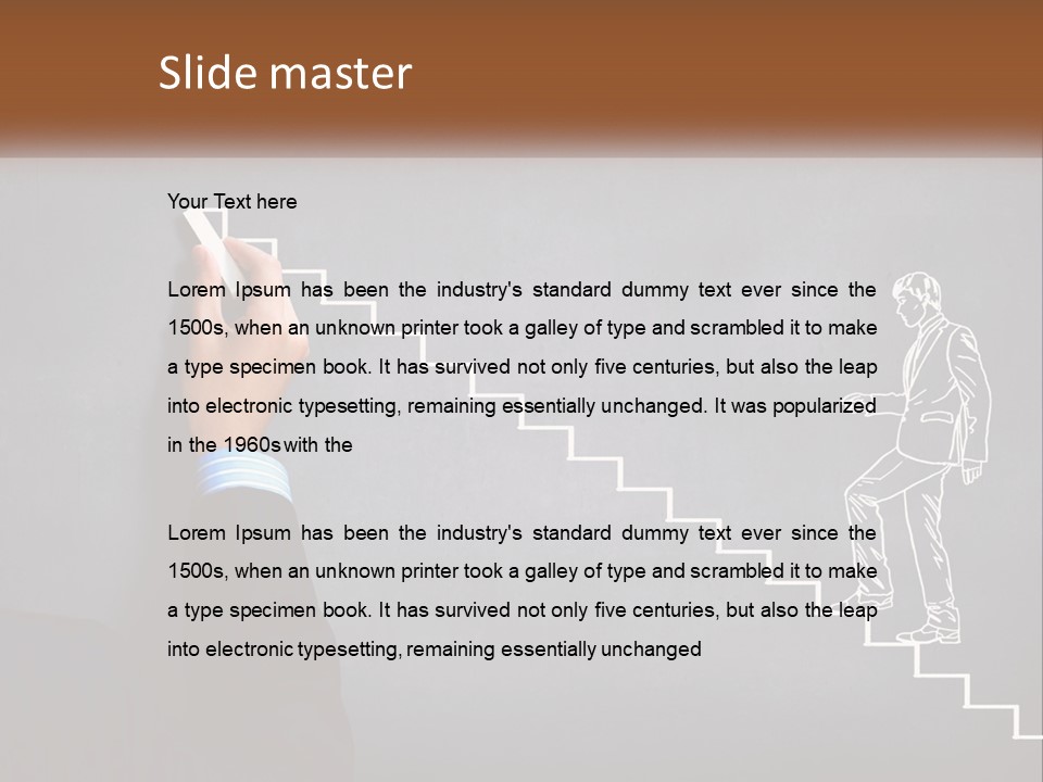 A Person Drawing A Stair With A Marker On A Chalkboard PowerPoint Template