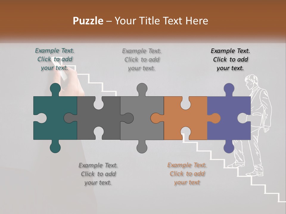 A Person Drawing A Stair With A Marker On A Chalkboard PowerPoint Template