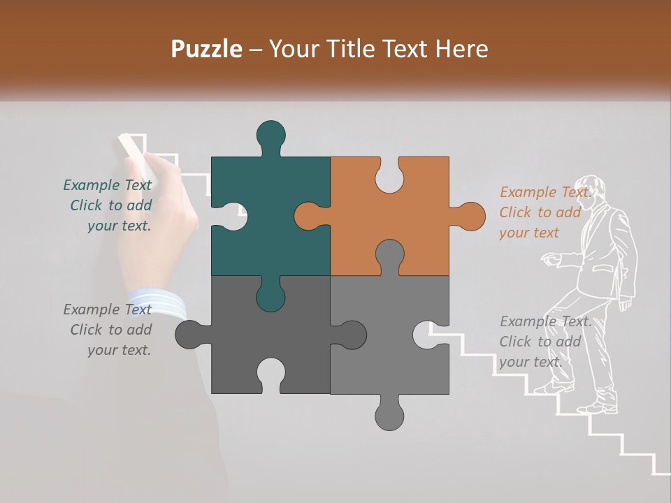 A Person Drawing A Stair With A Marker On A Chalkboard PowerPoint Template