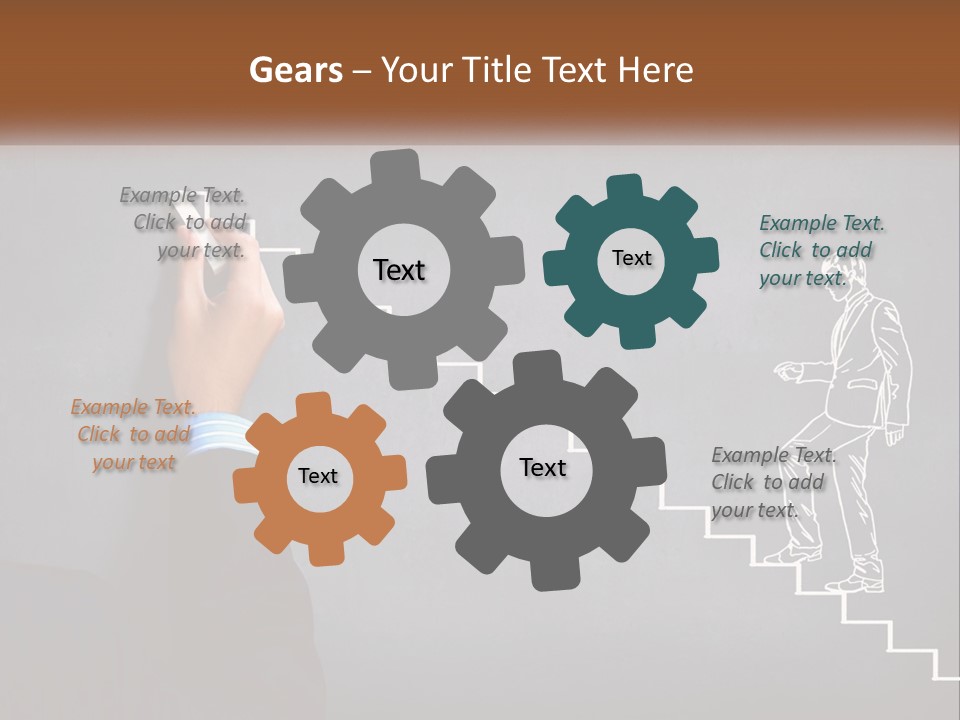 A Person Drawing A Stair With A Marker On A Chalkboard PowerPoint Template