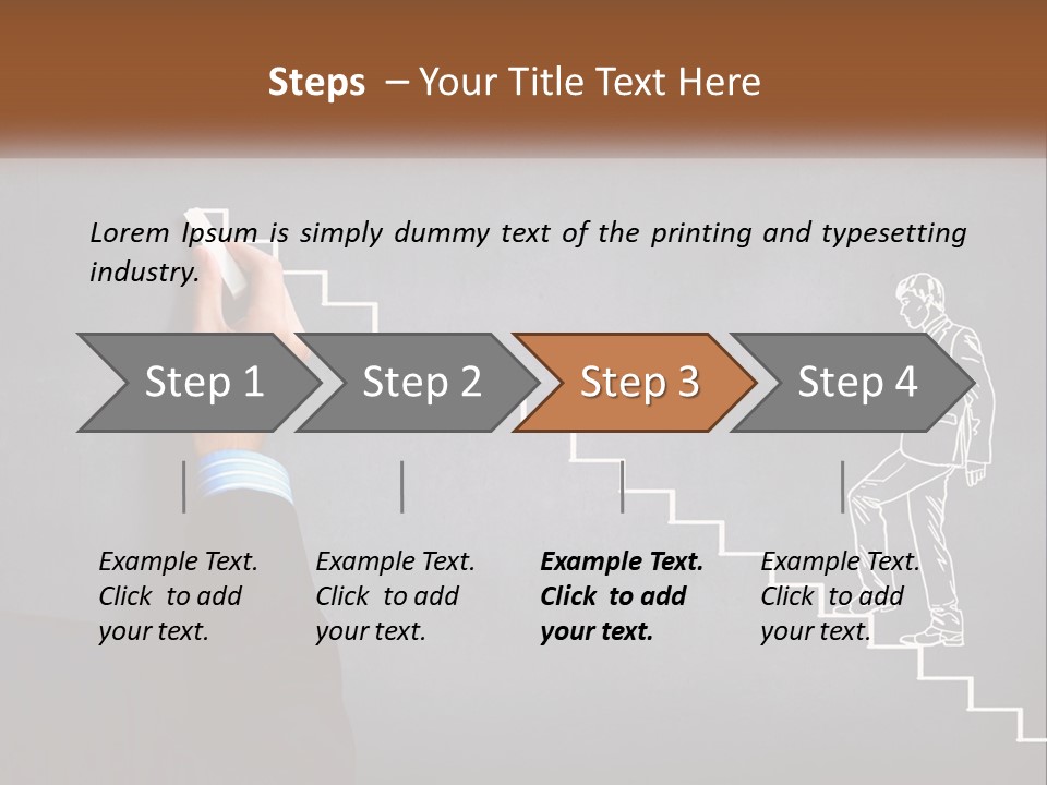 A Person Drawing A Stair With A Marker On A Chalkboard PowerPoint Template
