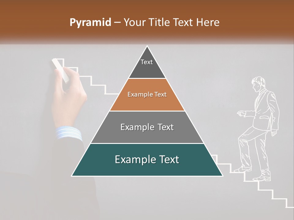 A Person Drawing A Stair With A Marker On A Chalkboard PowerPoint Template