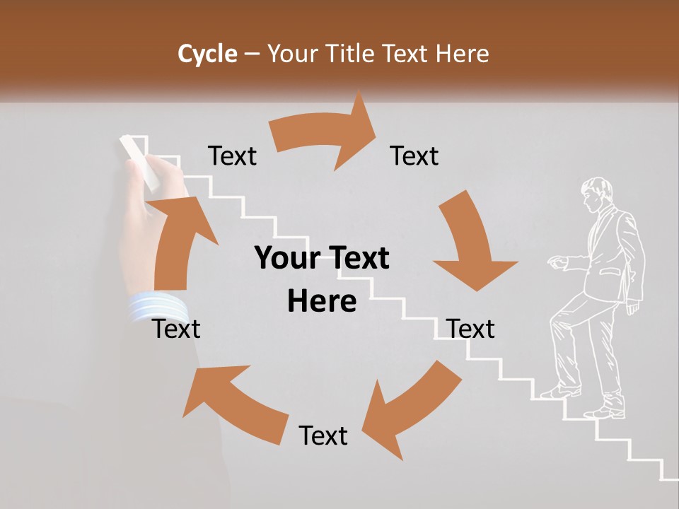 A Person Drawing A Stair With A Marker On A Chalkboard PowerPoint Template