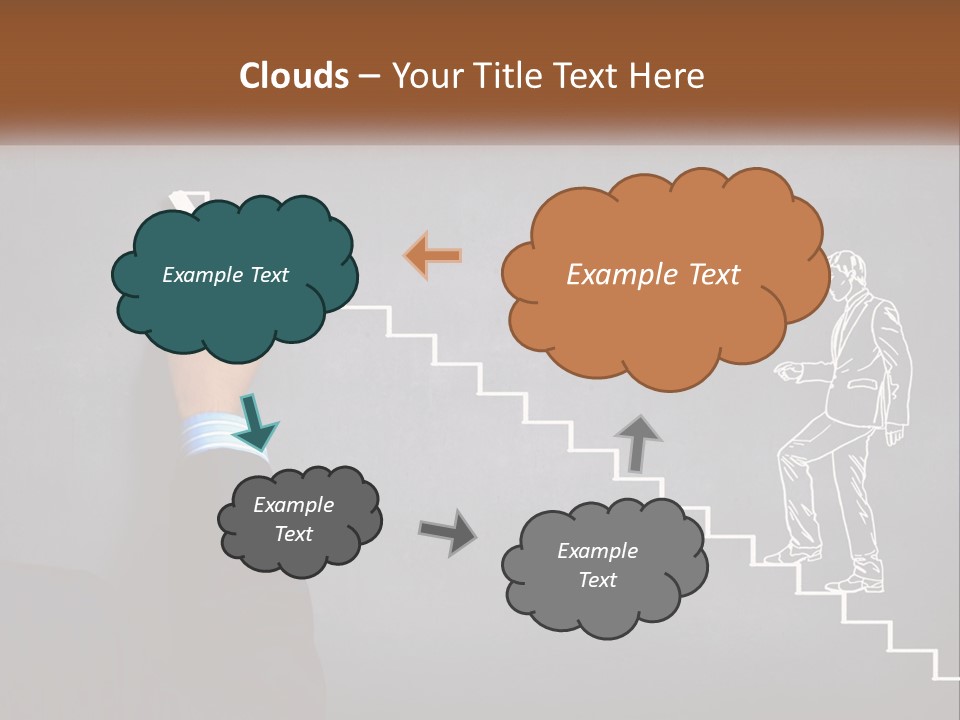 A Person Drawing A Stair With A Marker On A Chalkboard PowerPoint Template