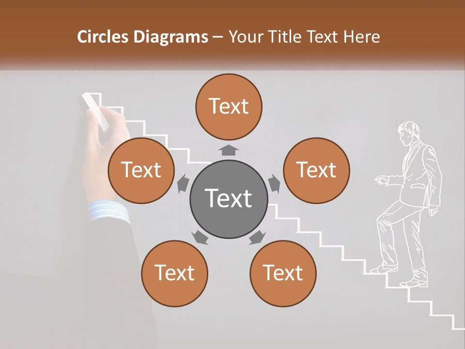 A Person Drawing A Stair With A Marker On A Chalkboard PowerPoint Template