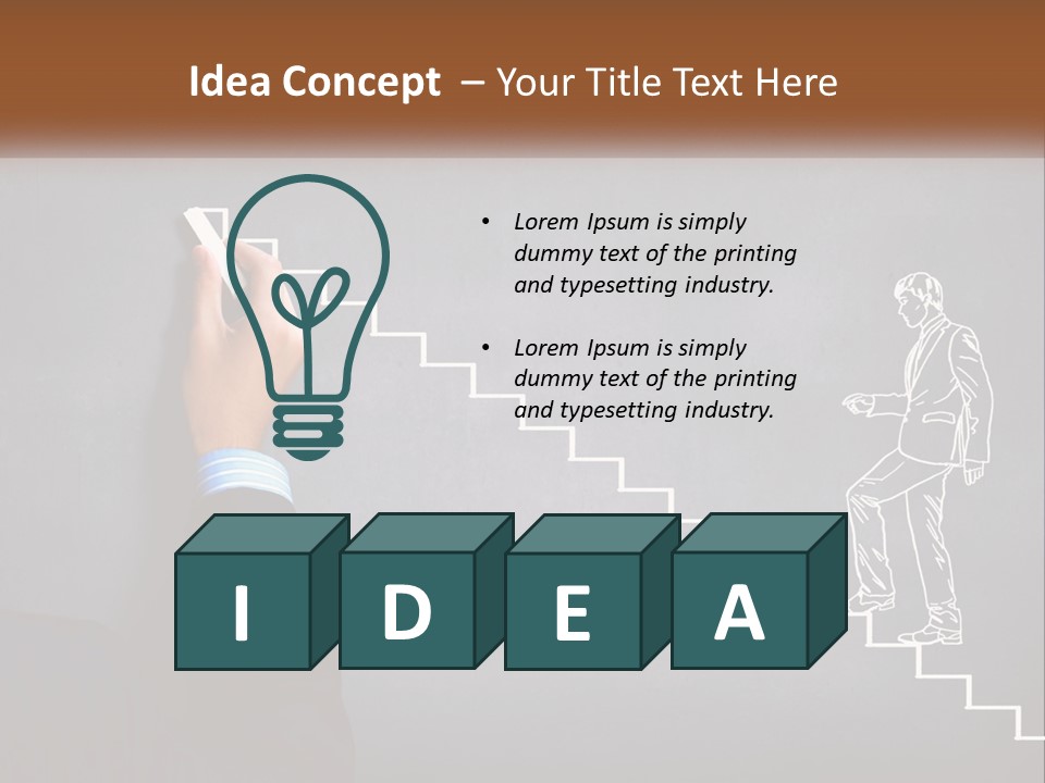 A Person Drawing A Stair With A Marker On A Chalkboard PowerPoint Template