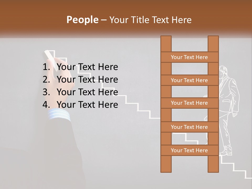A Person Drawing A Stair With A Marker On A Chalkboard PowerPoint Template