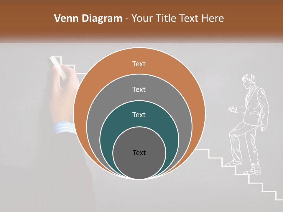 A Person Drawing A Stair With A Marker On A Chalkboard PowerPoint Template