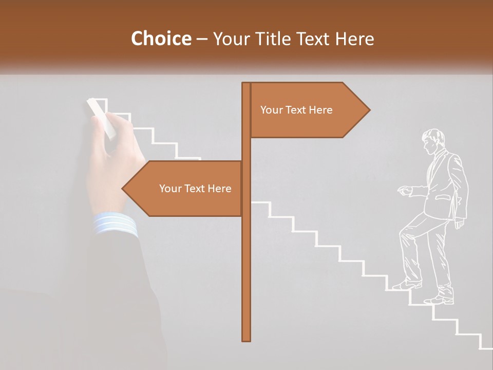 A Person Drawing A Stair With A Marker On A Chalkboard PowerPoint Template