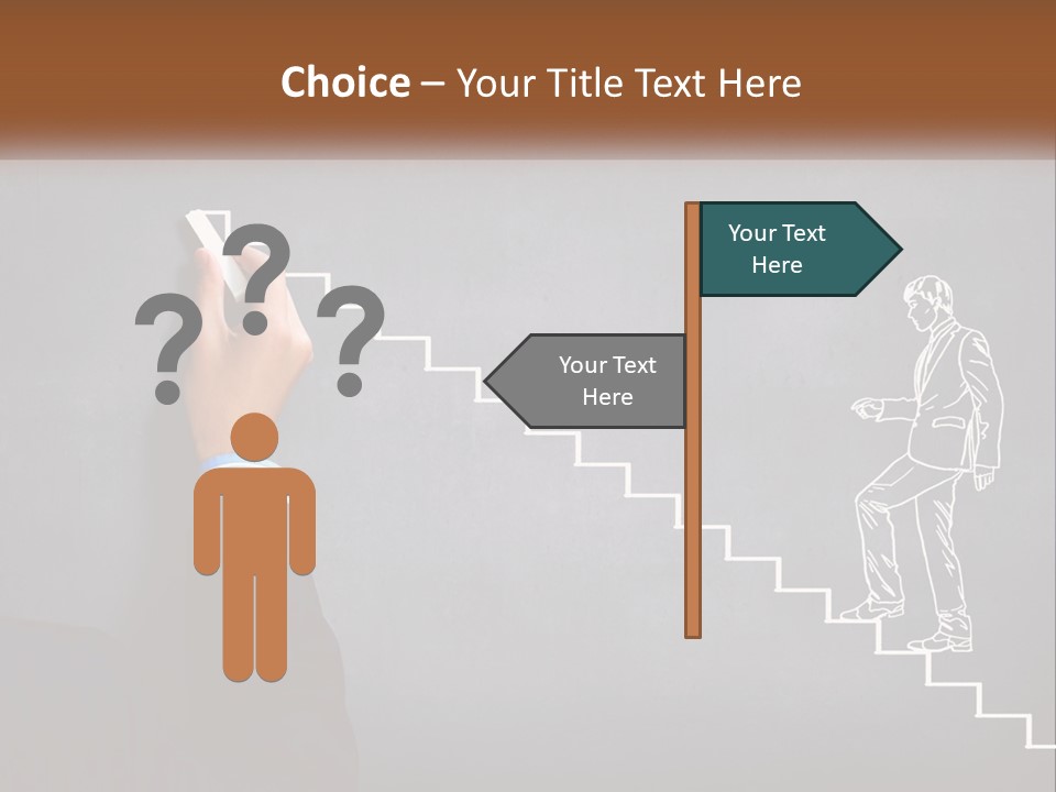 A Person Drawing A Stair With A Marker On A Chalkboard PowerPoint Template