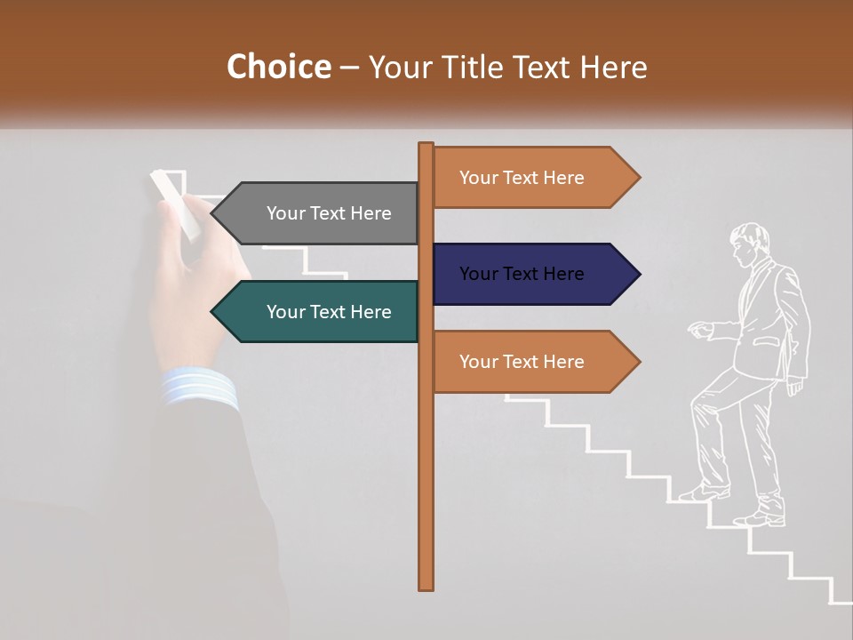 A Person Drawing A Stair With A Marker On A Chalkboard PowerPoint Template