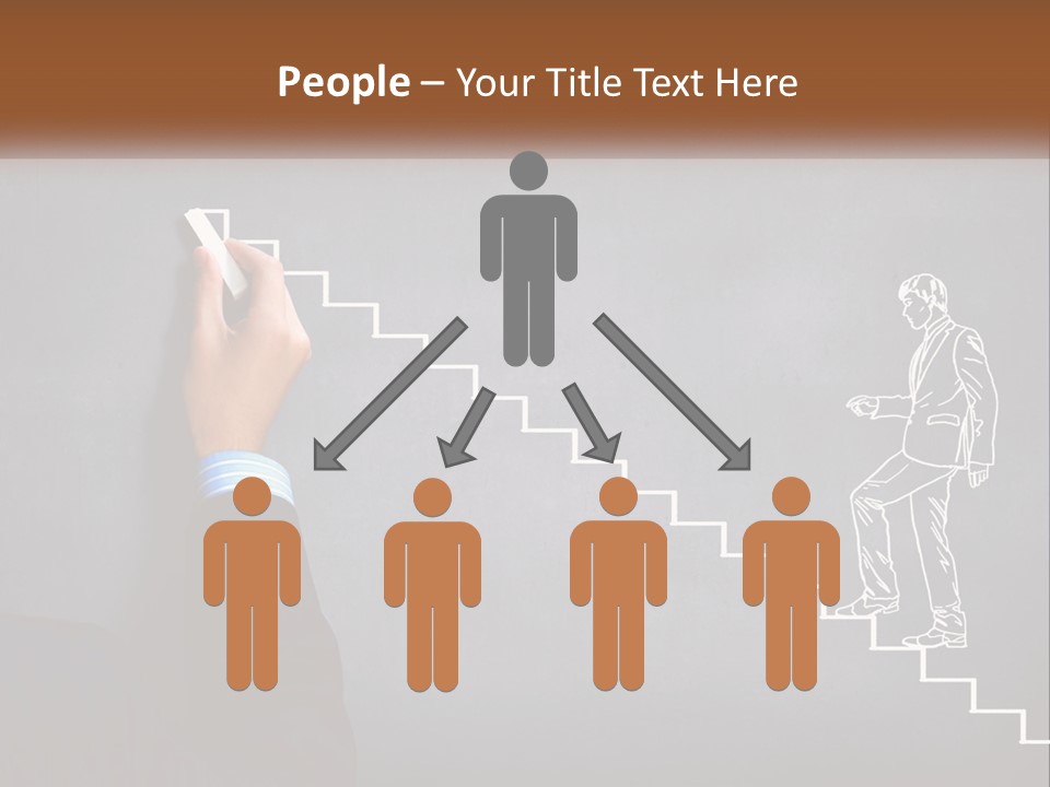 A Person Drawing A Stair With A Marker On A Chalkboard PowerPoint Template