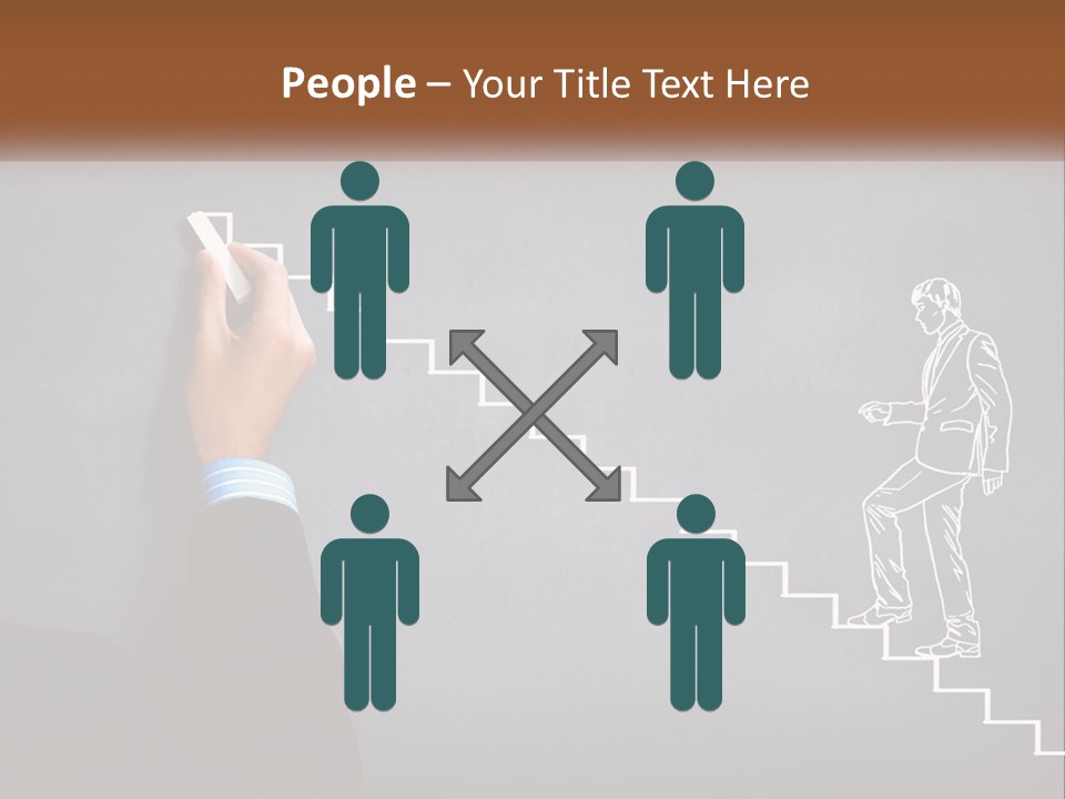 A Person Drawing A Stair With A Marker On A Chalkboard PowerPoint Template