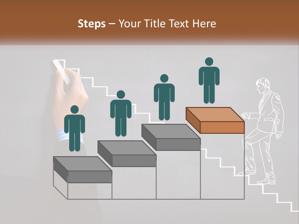 A Person Drawing A Stair With A Marker On A Chalkboard PowerPoint Template
