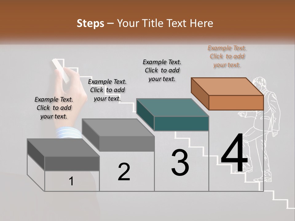 A Person Drawing A Stair With A Marker On A Chalkboard PowerPoint Template
