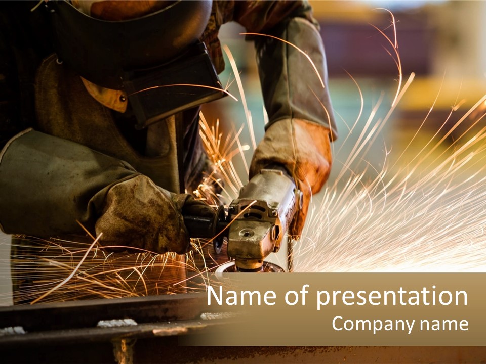 A Person Using A Grinder On A Piece Of Metal PowerPoint Template
