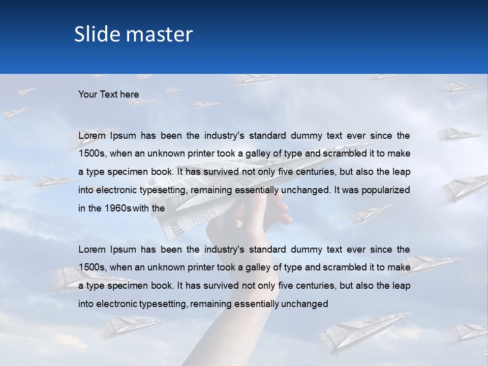 A Hand Holding A Paper Airplane In Front Of A Group Of Planes PowerPoint Template