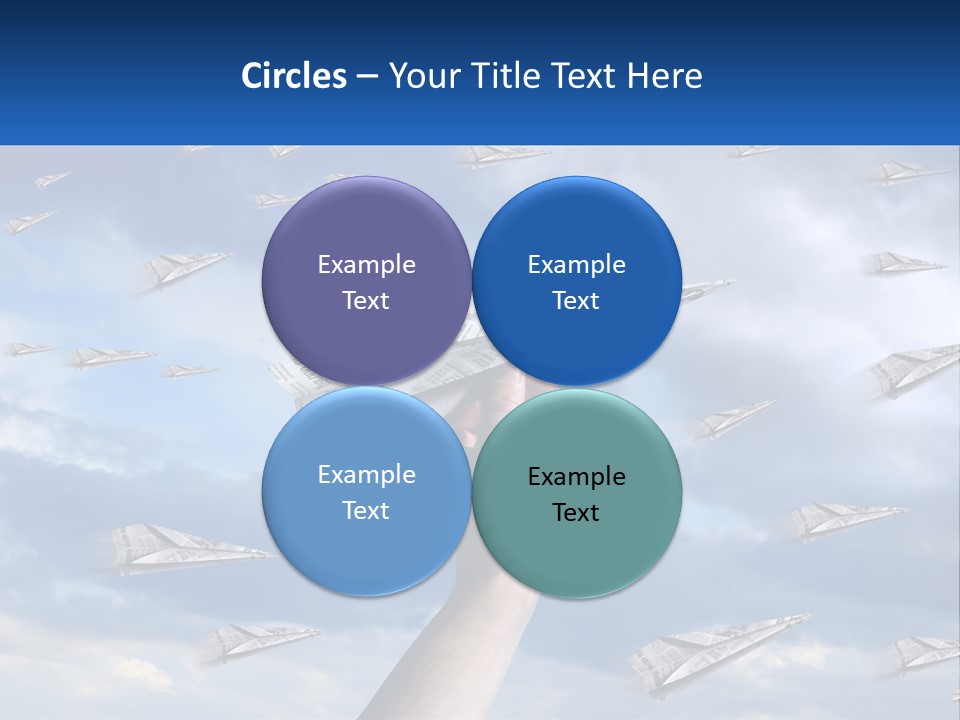 A Hand Holding A Paper Airplane In Front Of A Group Of Planes PowerPoint Template