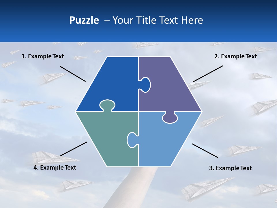 A Hand Holding A Paper Airplane In Front Of A Group Of Planes PowerPoint Template