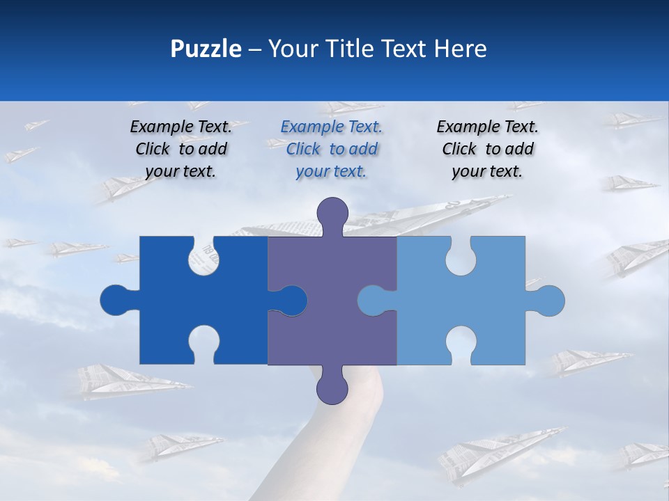 A Hand Holding A Paper Airplane In Front Of A Group Of Planes PowerPoint Template