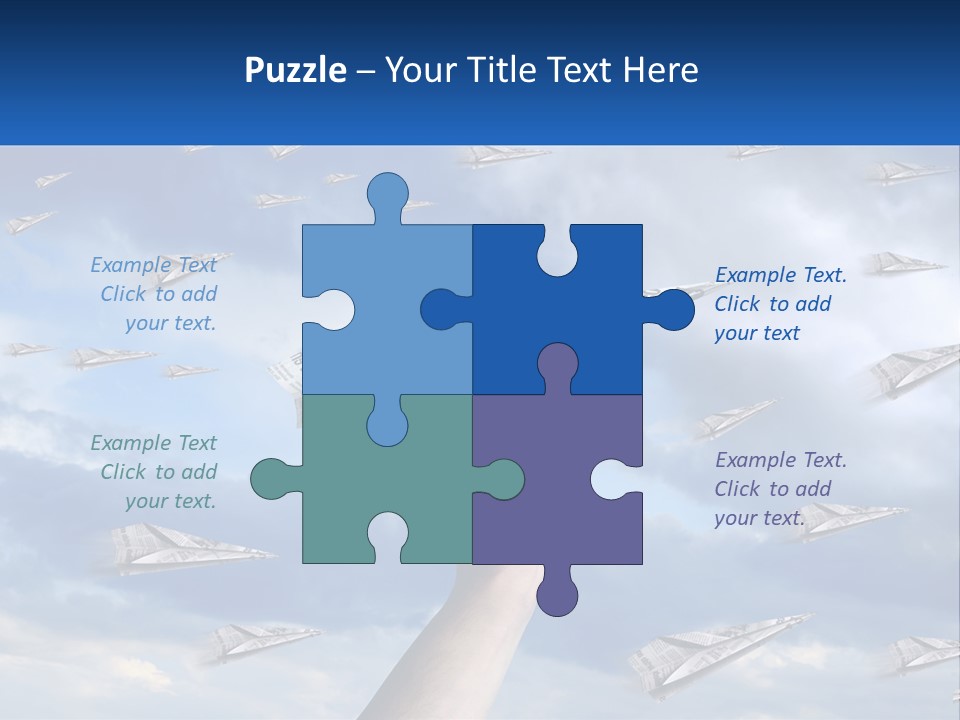 A Hand Holding A Paper Airplane In Front Of A Group Of Planes PowerPoint Template