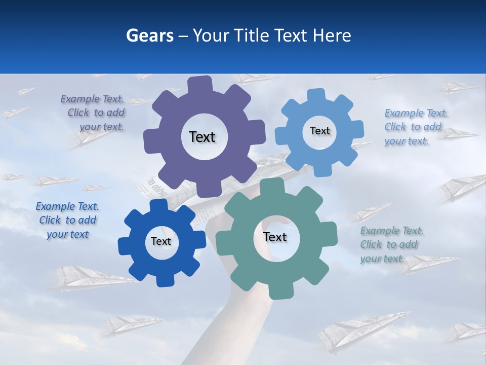 A Hand Holding A Paper Airplane In Front Of A Group Of Planes PowerPoint Template