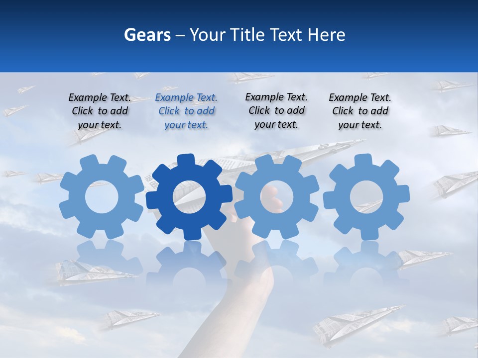 A Hand Holding A Paper Airplane In Front Of A Group Of Planes PowerPoint Template