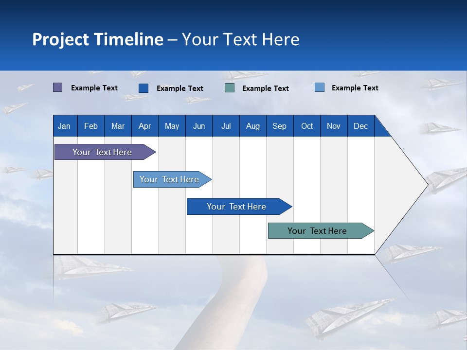 A Hand Holding A Paper Airplane In Front Of A Group Of Planes PowerPoint Template