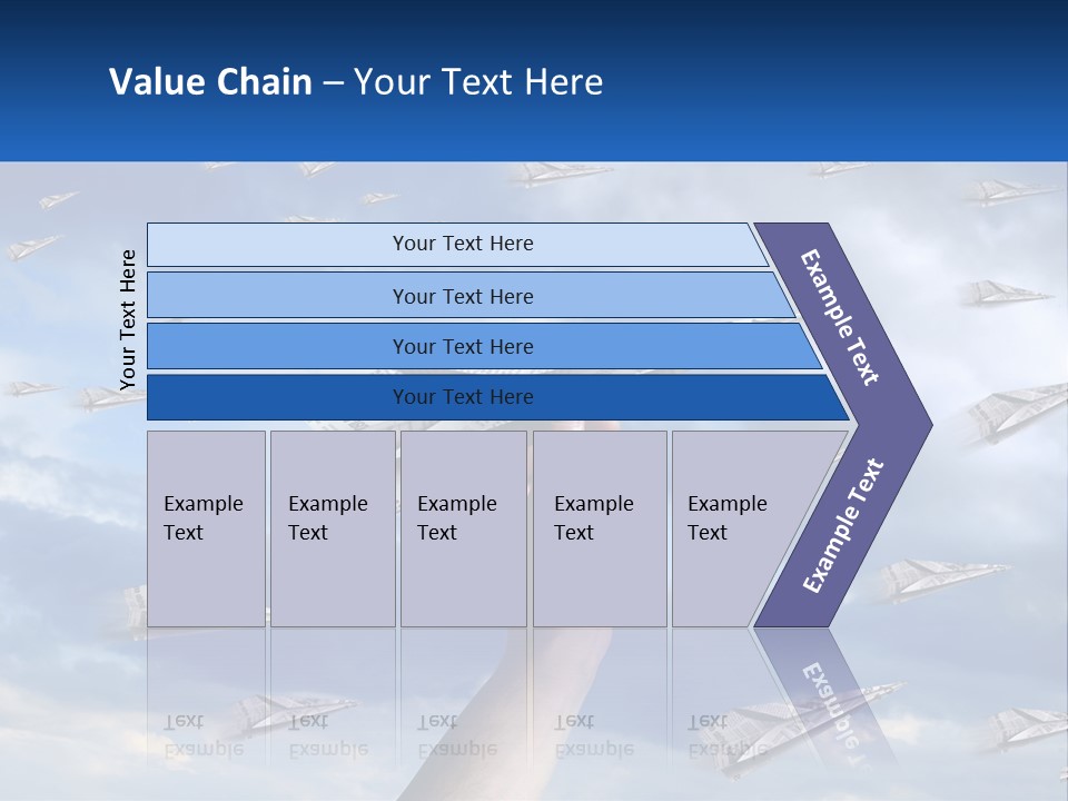 A Hand Holding A Paper Airplane In Front Of A Group Of Planes PowerPoint Template