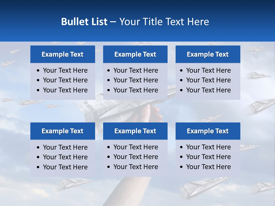 A Hand Holding A Paper Airplane In Front Of A Group Of Planes PowerPoint Template