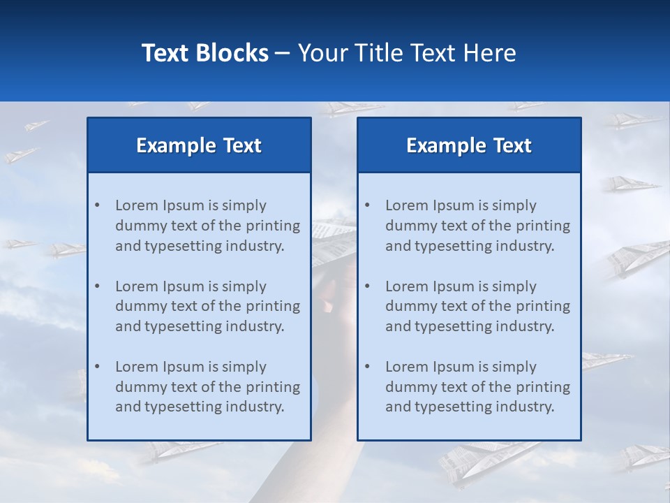 A Hand Holding A Paper Airplane In Front Of A Group Of Planes PowerPoint Template