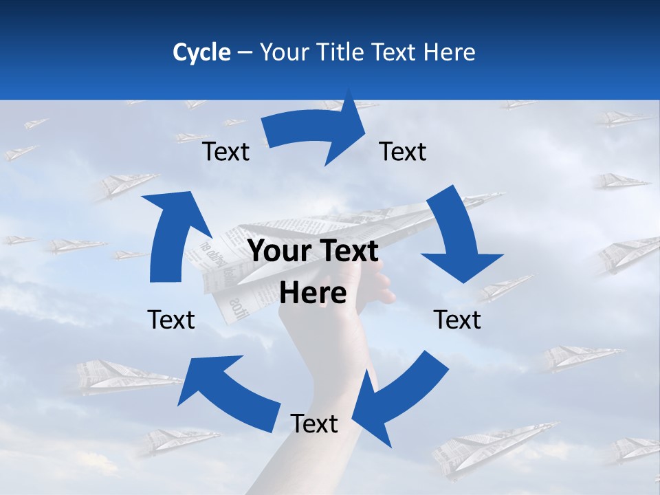 A Hand Holding A Paper Airplane In Front Of A Group Of Planes PowerPoint Template