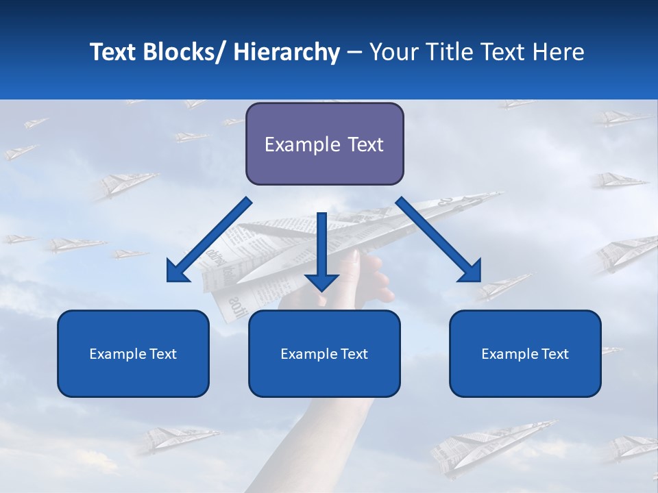 A Hand Holding A Paper Airplane In Front Of A Group Of Planes PowerPoint Template