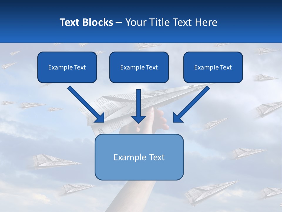 A Hand Holding A Paper Airplane In Front Of A Group Of Planes PowerPoint Template