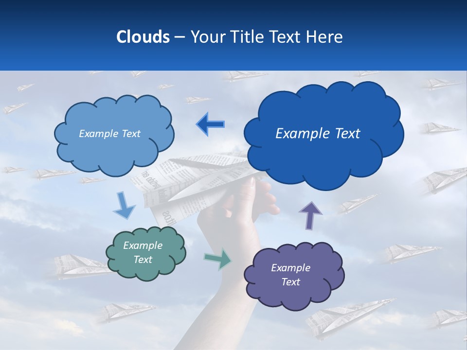 A Hand Holding A Paper Airplane In Front Of A Group Of Planes PowerPoint Template
