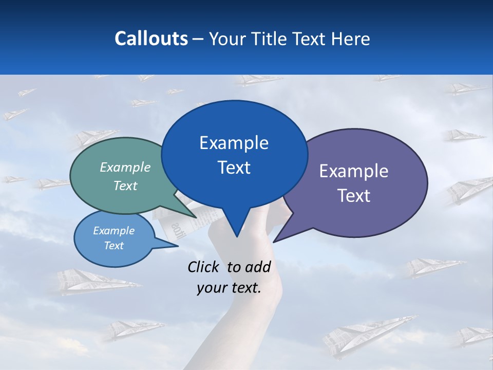 A Hand Holding A Paper Airplane In Front Of A Group Of Planes PowerPoint Template