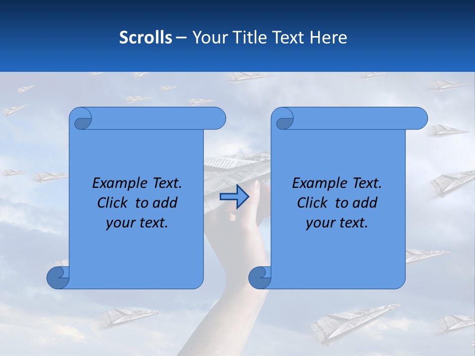 A Hand Holding A Paper Airplane In Front Of A Group Of Planes PowerPoint Template