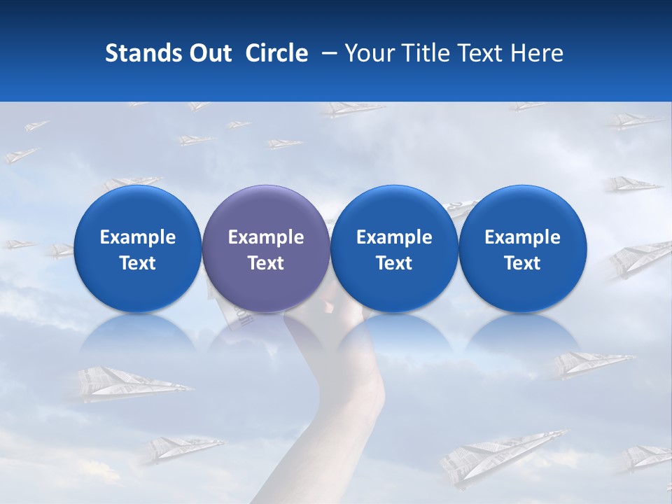 A Hand Holding A Paper Airplane In Front Of A Group Of Planes PowerPoint Template