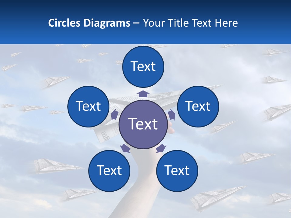 A Hand Holding A Paper Airplane In Front Of A Group Of Planes PowerPoint Template